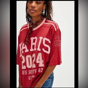Free People Sunday Market City Tee Red Paris 2024 Graphic T-Shirt